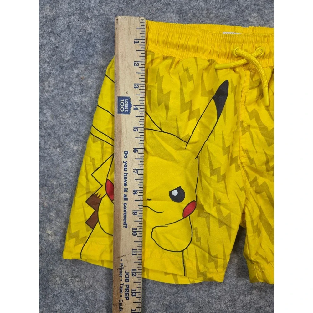 Pokemon Pikachu Boys Swim Trunks Yellow Lightning Bolt Mesh Lined Size 6-7 Years